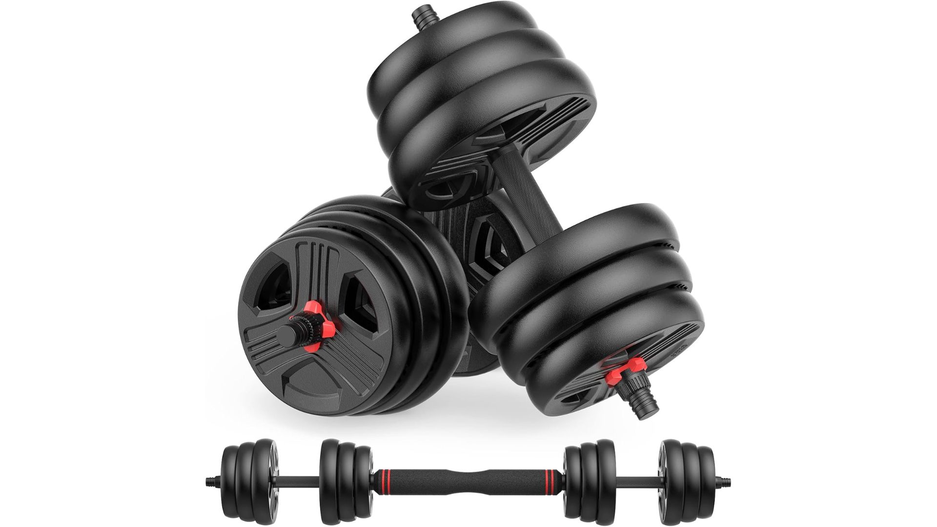 Adjustable dumbbells and kettlebells