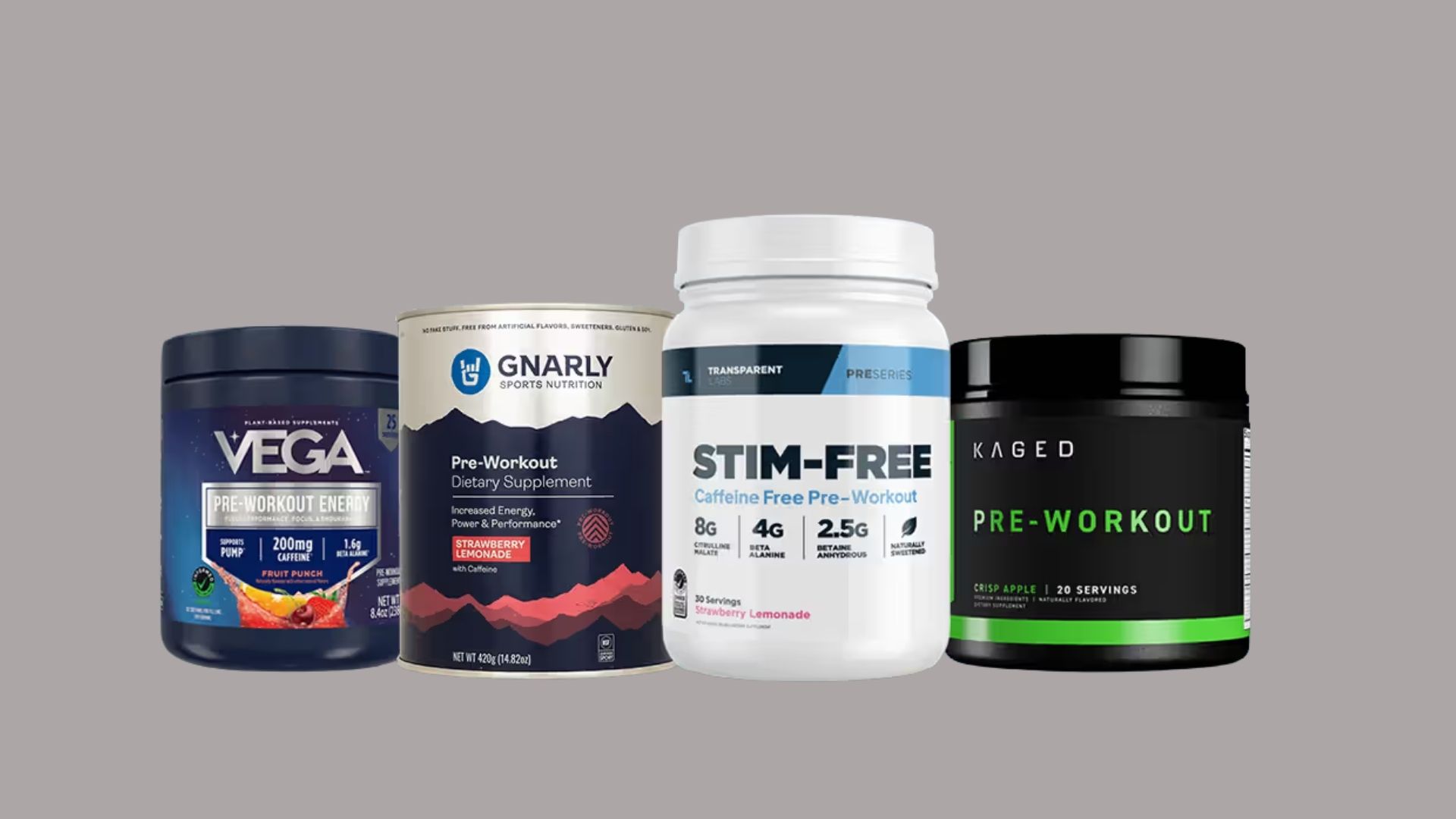 A collection of various supplements and vitamins displayed on a gray background.