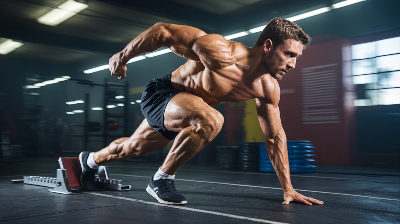 A man performing push-ups on a bench, focusing on strength training in an outdoor setting.