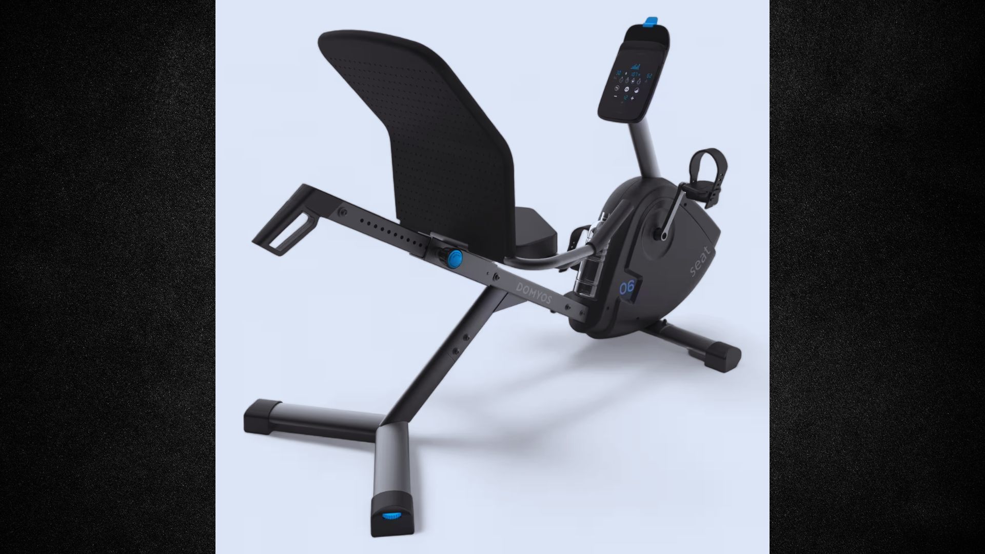 Recumbent bike designed for stationary use, featuring a comfortable seat and backrest for effective indoor cycling workouts.