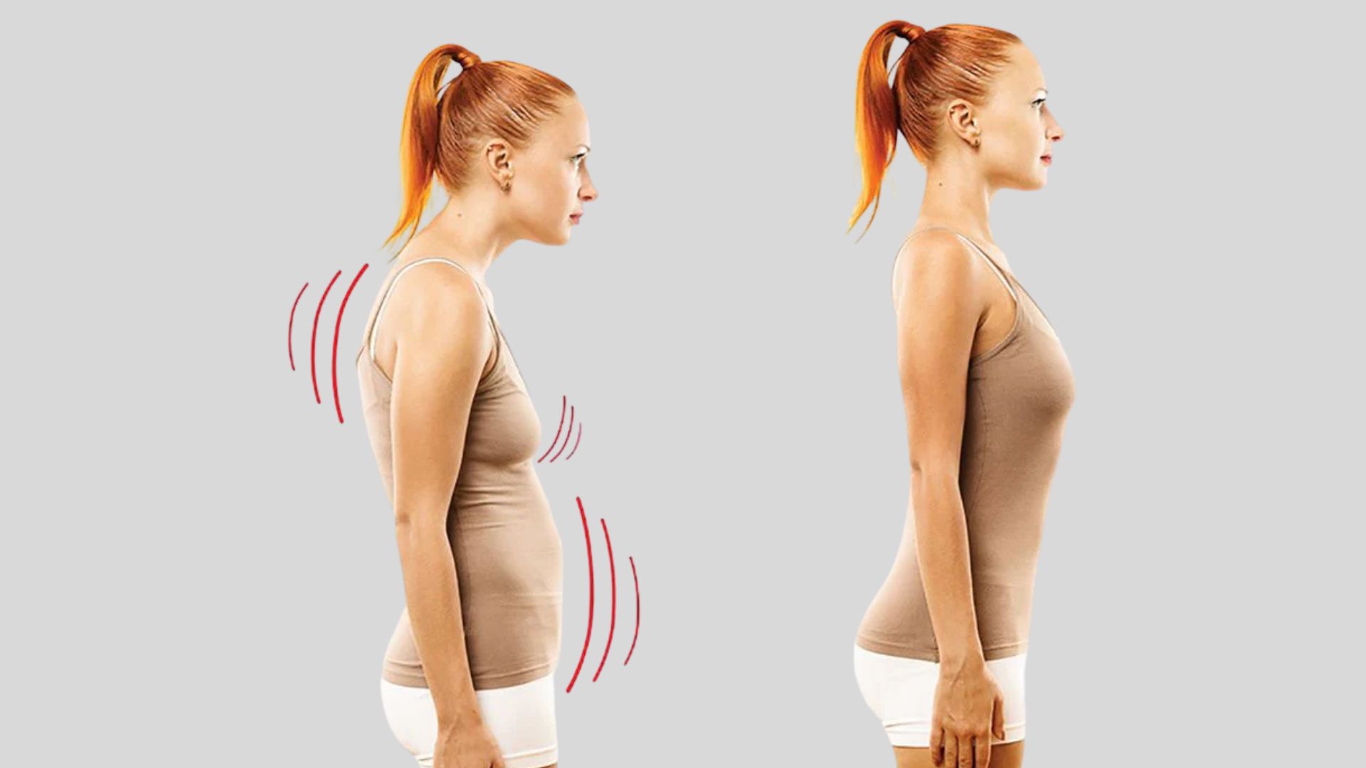 Person with excess weight showing rounded shoulders and posture changes caused by extra body fat.