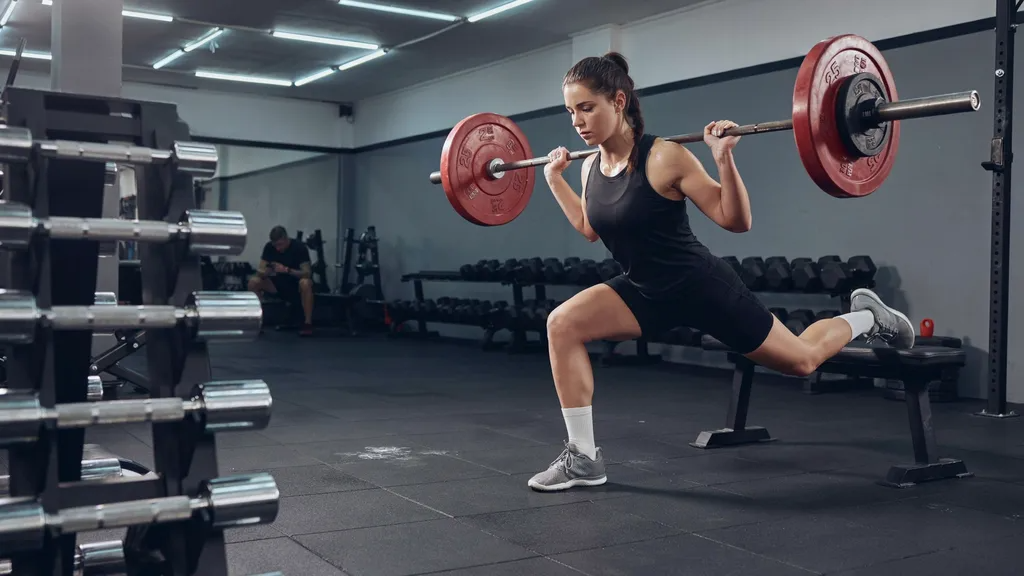 Rising phase of a Bulgarian split squat.