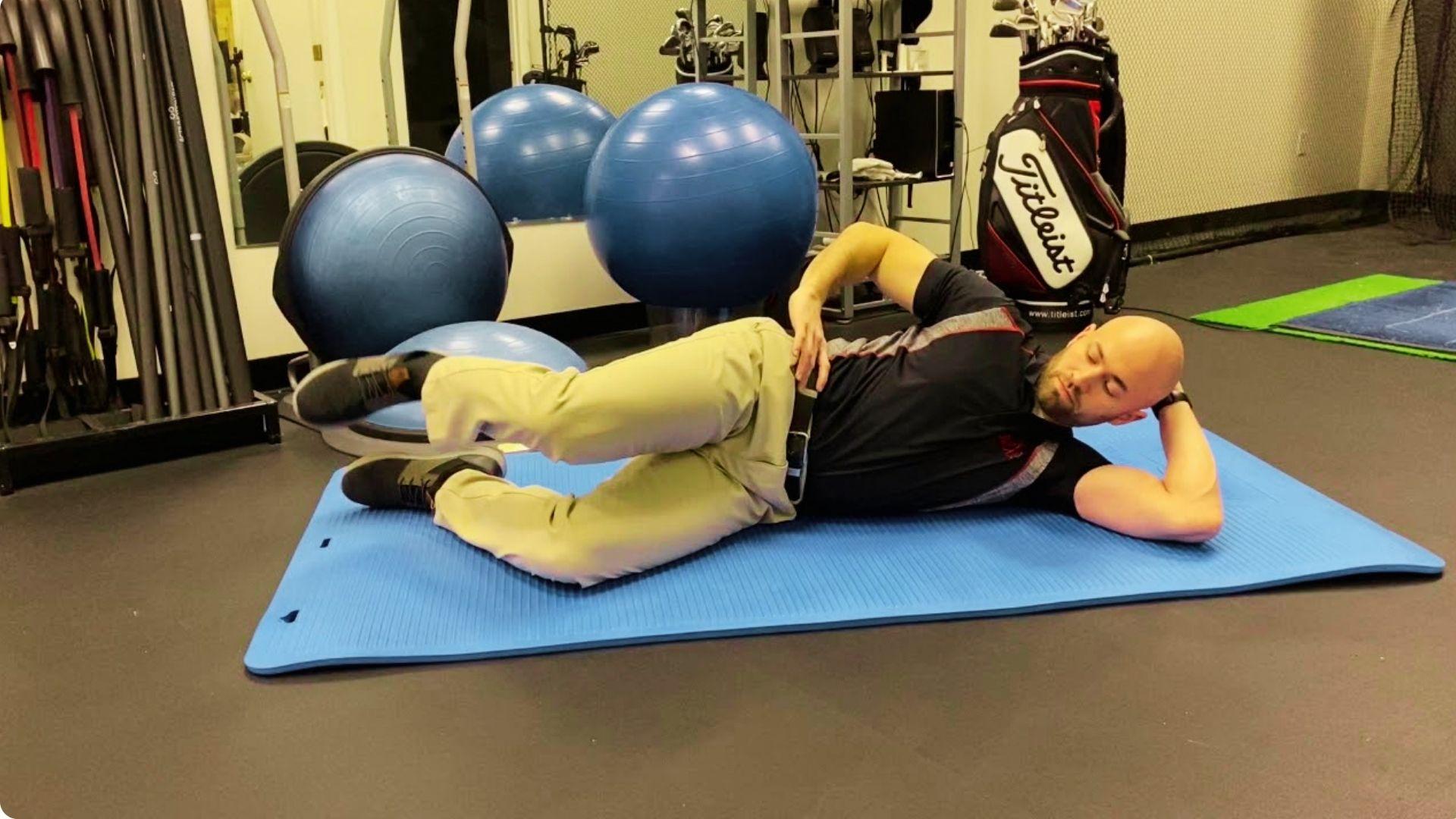 Reverse clam shell exercise targeting hip mobility and glute stability improvement