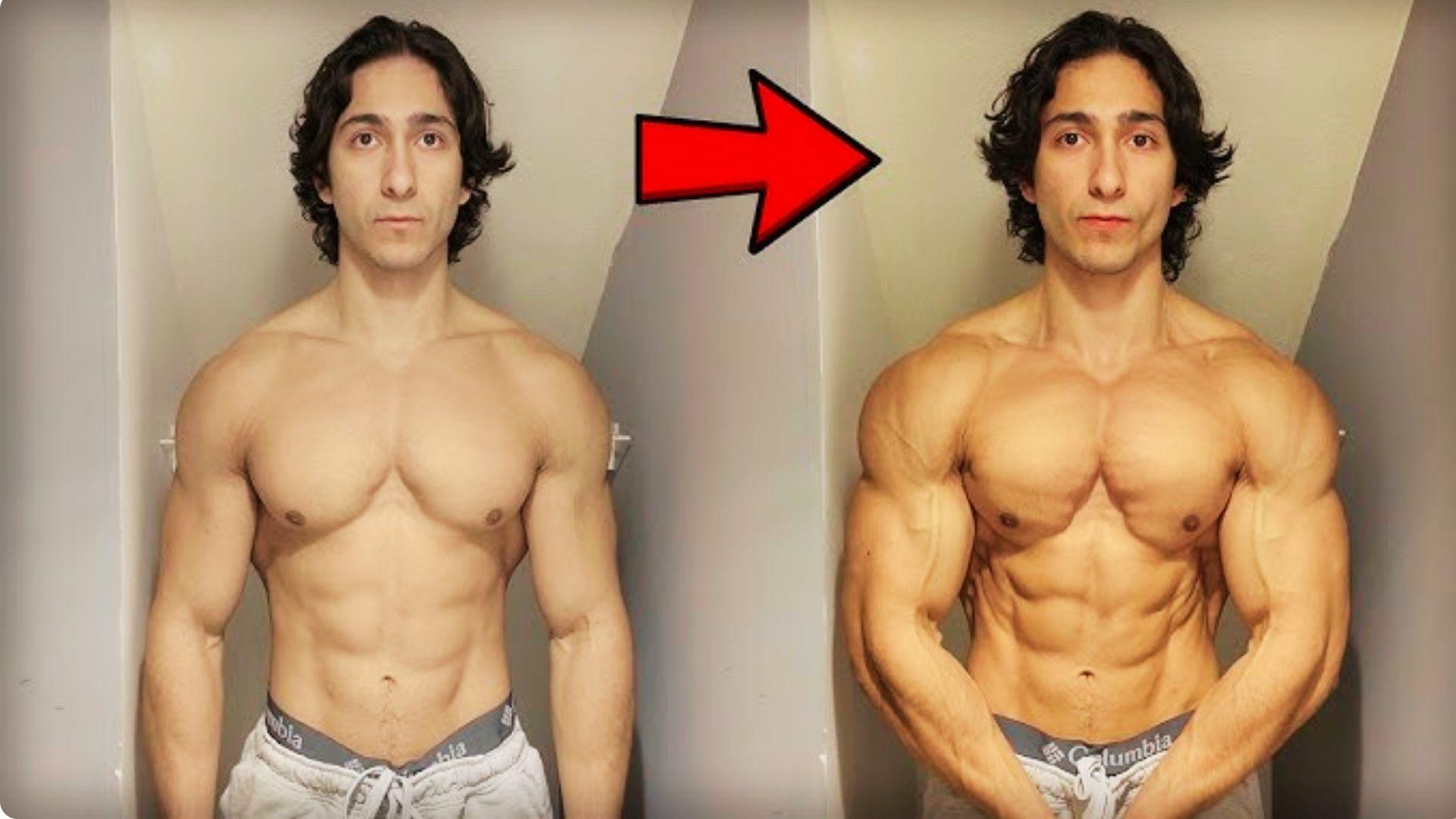 Gym athlete showing increased muscle size and fullness after exercise, demonstrating the effects of a muscle pump.
