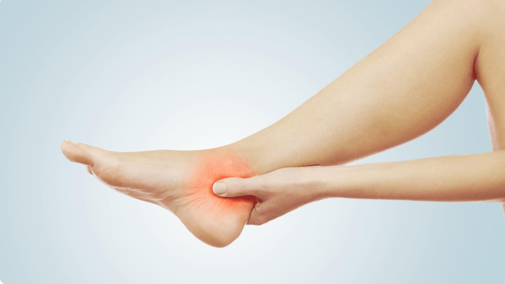 Image if of a foot condition called posterior tibial tendonitis demonstrated through a reddened ache area.