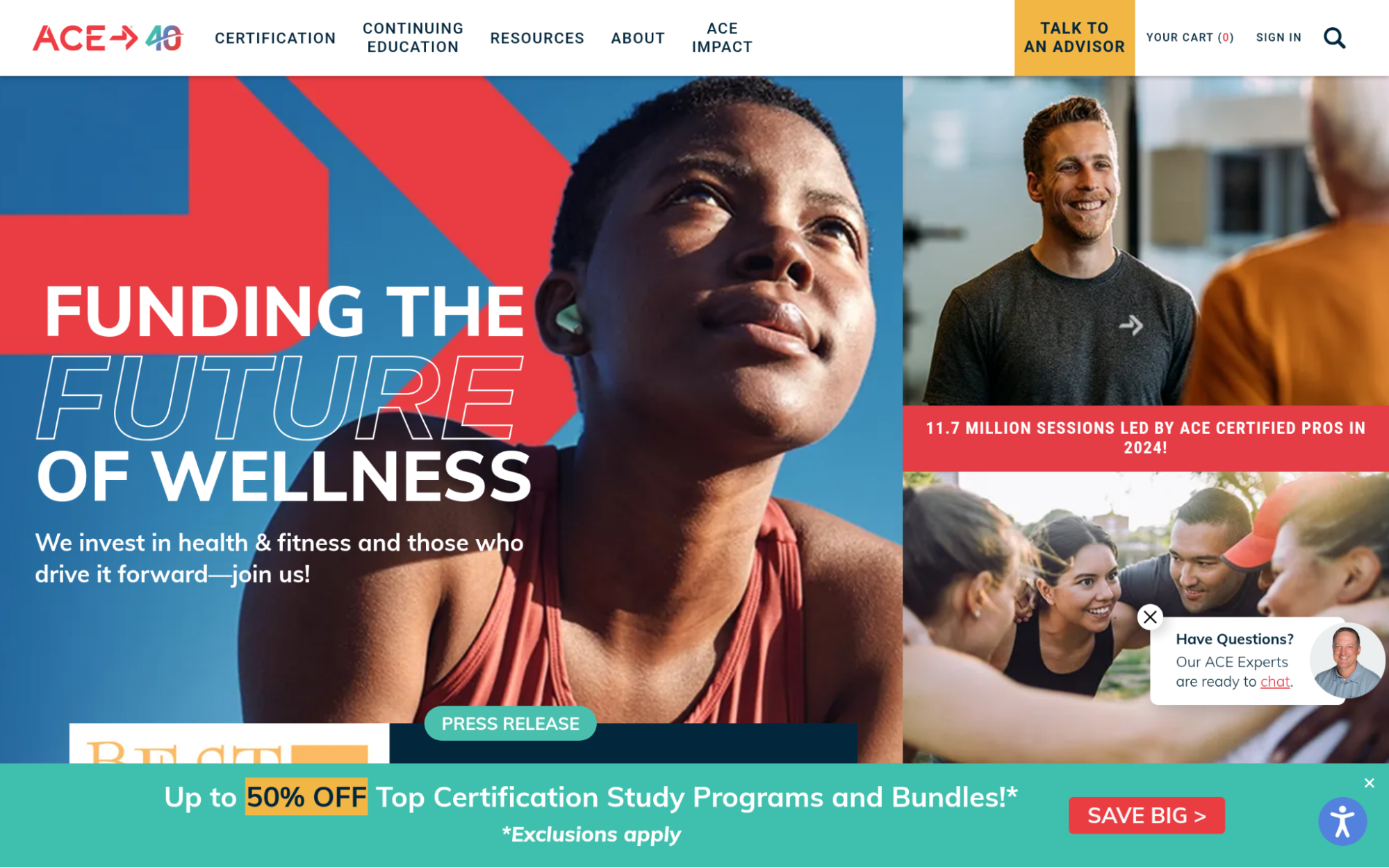 Screenshot of the ACESX website homepage showcasing its layout and features.