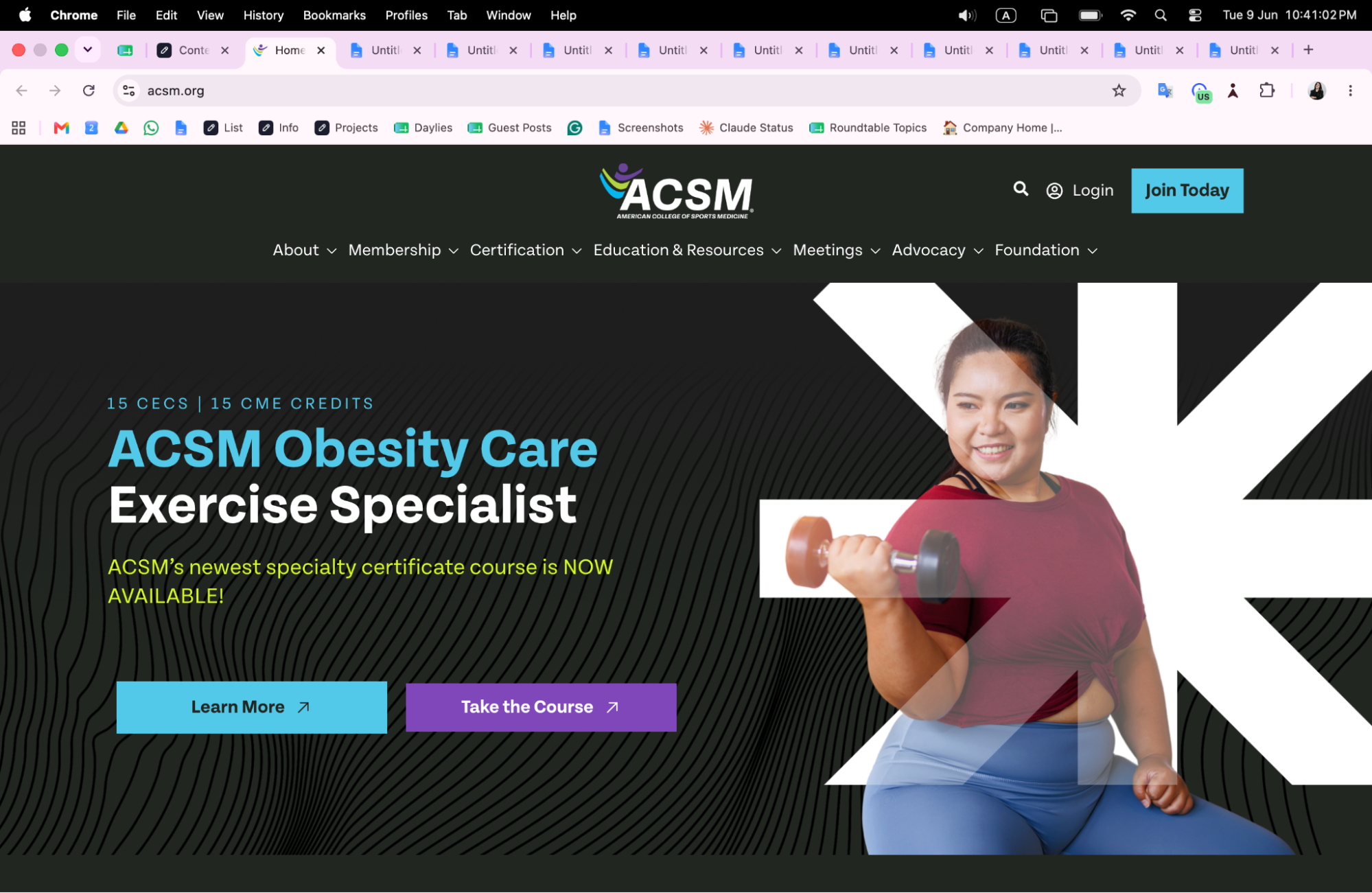 Website homepage for ACSM weight loss, featuring resources and tips for effective weight management and healthy living.