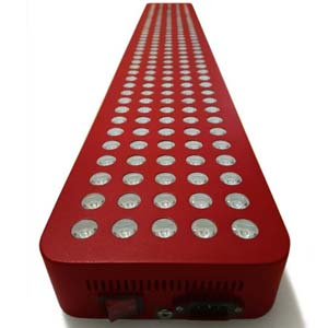 A red LED light displaying multiple illuminated dots, creating a vibrant visual effect.