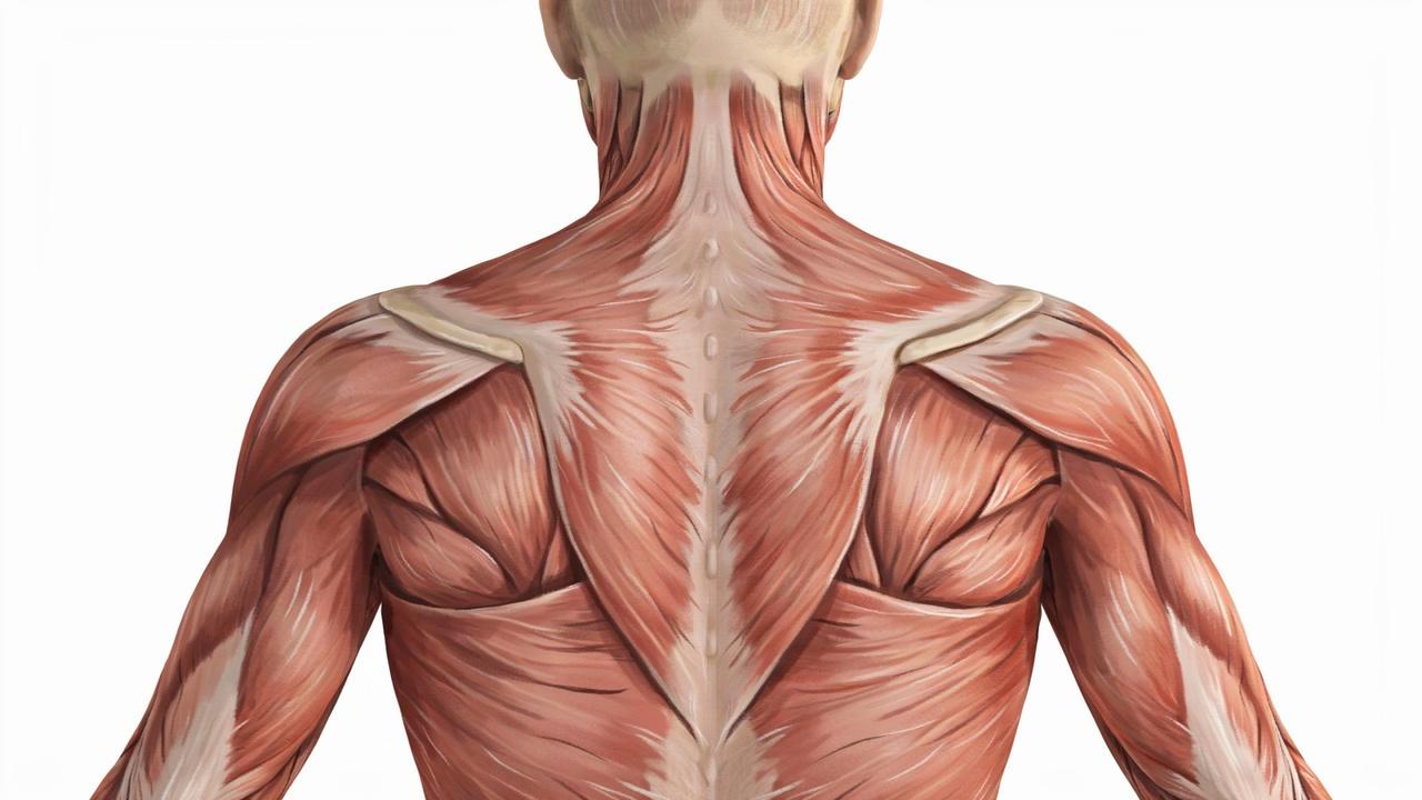 Anatomy of major back muscles involved in cable rows.